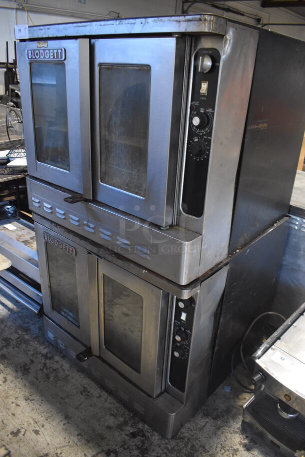 2 Blodgett Stainless Steel Commercial Natural Gas Powered Full Size Convection Ovens w/ View Through Doors and Thermostatic Controls. 38x38x64. 2 Times Your Bid!