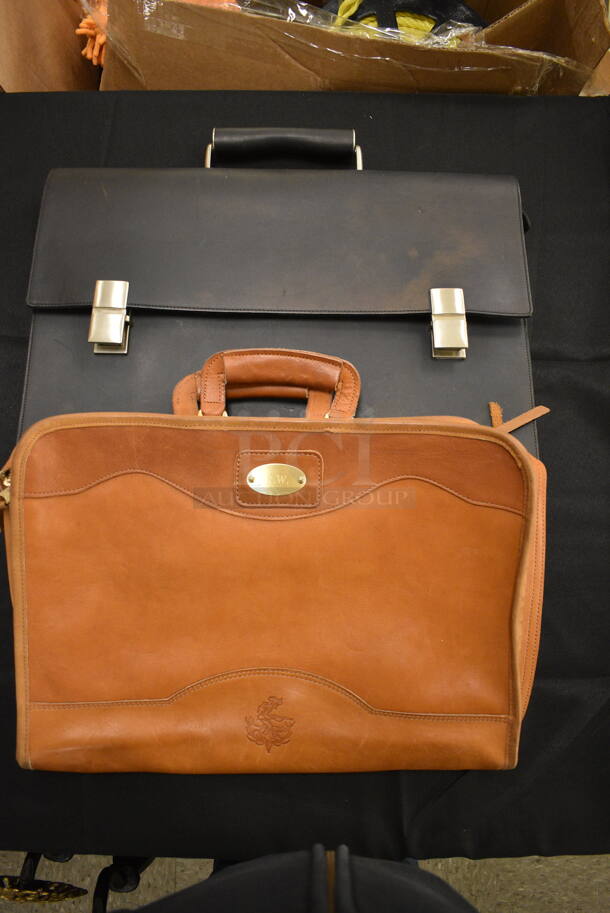 STUNNING! 2 Leather Carrying Cases. 23x7x12 and 18x4x13