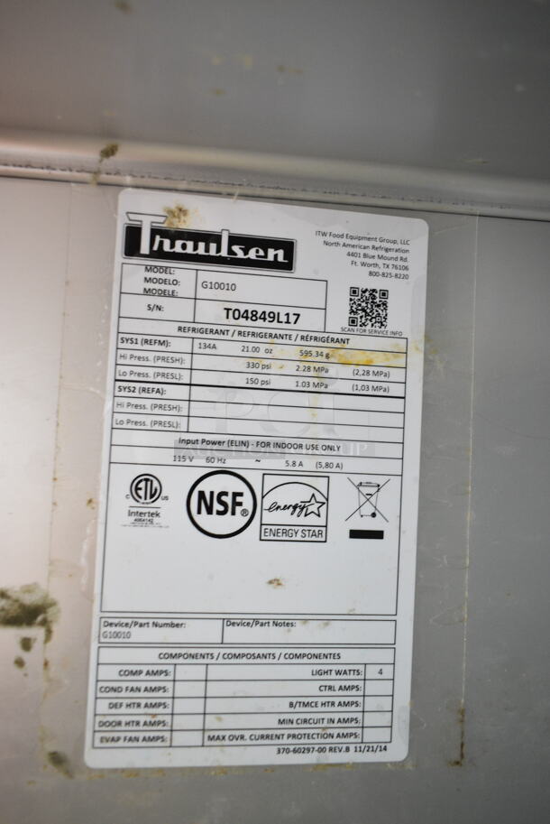 2017 Traulsen G10010 Stainless Steel Commercial Single Door Reach In Cooler on Commercial Casters. 115 Volts, 1 Phase. Tested and Working! - Image 6 of 6