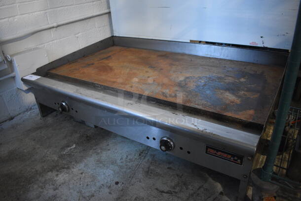 Tri-Star Stainless Steel Commercial Countertop Natural Gas Powered Flat Top Griddle. 48x32.5x13.5