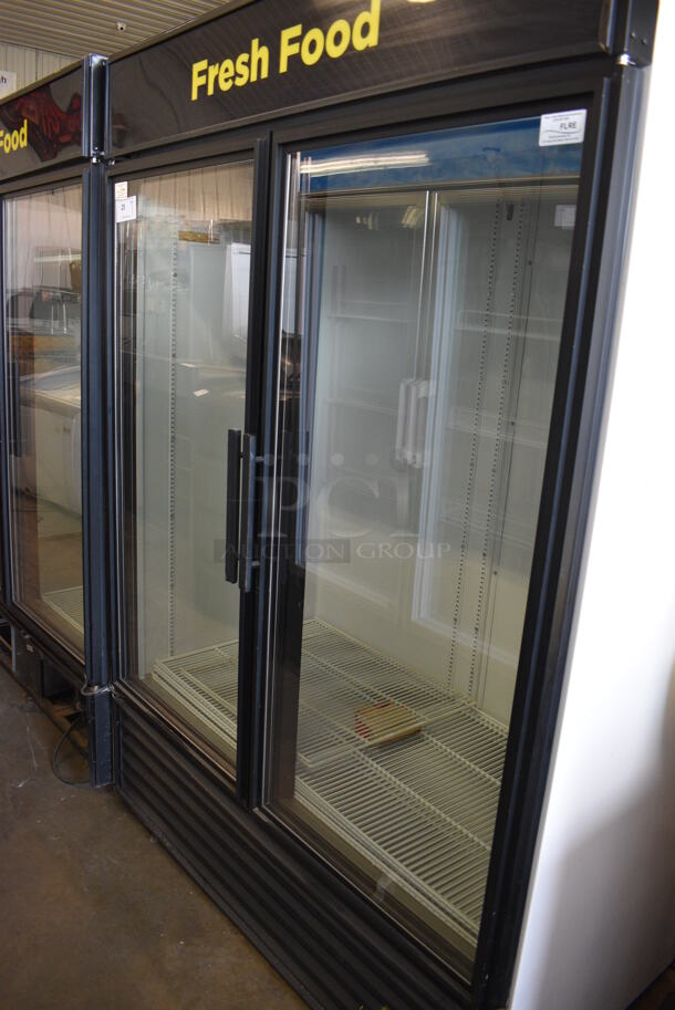 2015 True Model GDM-49-LD ENERGY STAR Metal Commercial 2 Door Reach In Cooler Merchandiser w/ Poly Coated Racks. 115 Volts, 1 Phase. 54x30x79. Tested and Working!