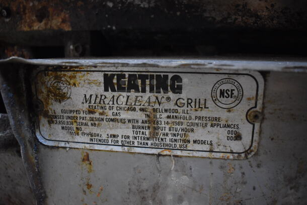 Keating Miraclean 72.BFLD Stainless Steel Commercial Countertop Natural Gas Powered Flat Top Griddle. 72x32x17 - Image 5 of 6