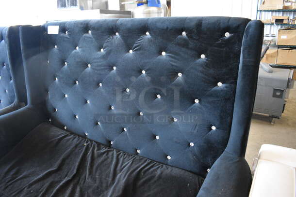 Black Chair w/ Arm Rests and Nail Head Trim. One Leg Needs To Be Secured. 59x30x50 - Image 5 of 6