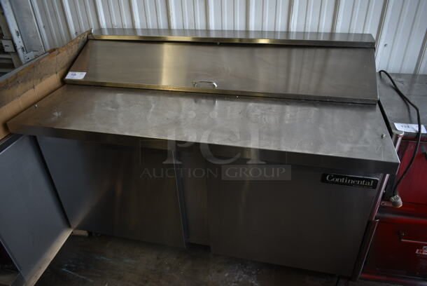 Continental SW60-16C Stainless Steel Commercial Sandwich Salad Prep Table Bain Marie Mega Top on Commercial Casters. 115 Volts, 1 Phase. Tested and Working!