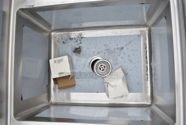 BRAND NEW SCRATCH AND DENT! Regency 600S31824218 94" 16-Gauge Stainless Steel Three Compartment Commercial Sink with 2 Drainboards - 18" x 24" x 14" Bowls. No Legs.  - Image 6 of 8
