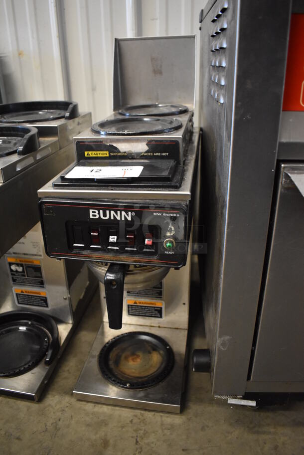 Bunn Stainless Steel Commercial Countertop 3 Burner Coffee Machine w/ Metal Brew Basket. 120/208-240 Volts, 1 Phase. 8x19x25 - Image 2 of 5