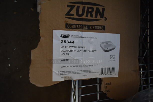 BRAND NEW SCRATCH AND DENT! Zurn Z5344  Elkay One Z.L5.M Manual Faucet Lavatory System with Wall Hung Lavatory - 20" x 18" Bowl. Does Not Come w/ Faucet.  - Image 3 of 5