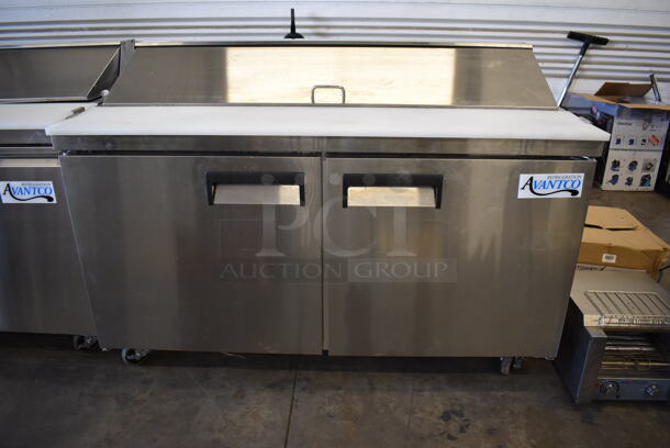 Avantco 178APT60HC Stainless Steel Commercial Sandwich Salad Prep Table Bain Marie Mega Top on Commercial Casters. 115 Volts, 1 Phase. 60x30.5x42.5. Tested and Powers On But Does Not Get Cold - Image 4 of 10