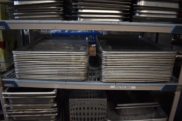 ALL ONE MONEY! Tier Lot of 34 Metal Full Size Baking Pans. 18x26x1
