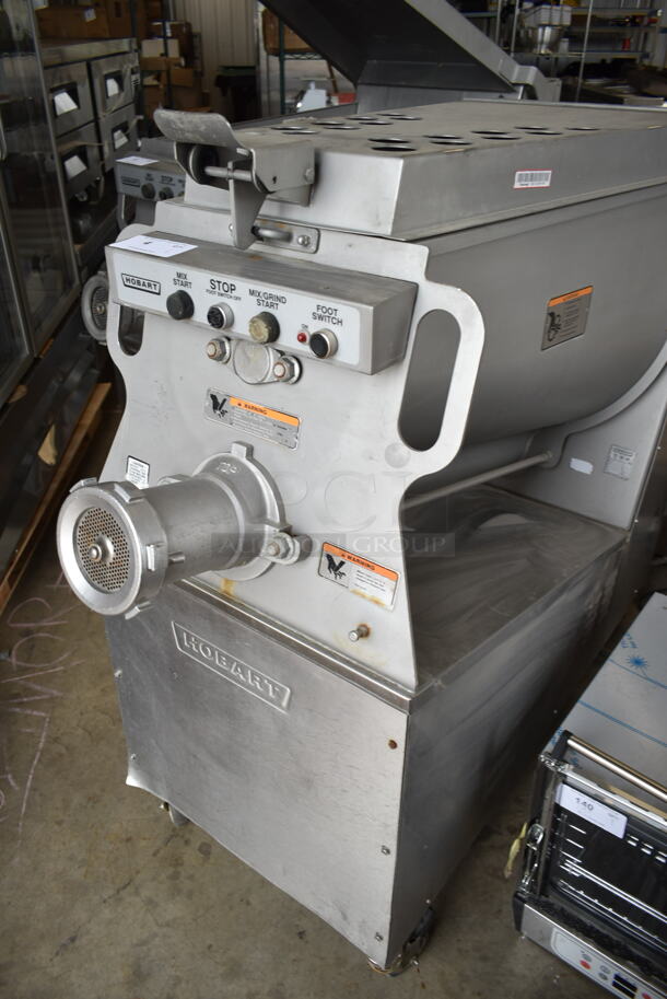 2017 Hobart MG2032 Metal Commercial Floor Style Electric Powered Meat Mixer Grinder w/ Foot Pedal on Commercial Casters. 208 Volts, 3 Phase. Tested and Working! - Image 3 of 9
