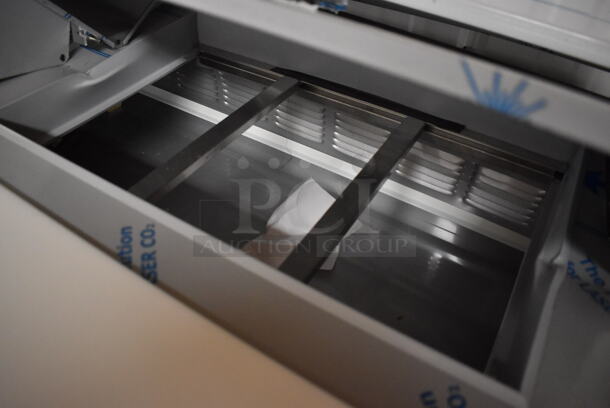 BRAND NEW SCRATCH AND DENT! Beverage Air SPE72HC-18 Stainless Steel Commercial Sandwich Salad Prep Table Bain Marie Mega Top w/ Racks and 18 Drop In Bins on Commercial Casters. 115 Volts, 1 Phase. 72x30x43. Tested and Working! - Image 4 of 12