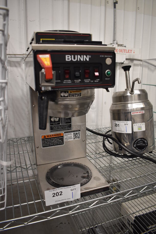 2016 Bunn CWTF-35-3 Stainless Steel Commercial Countertop Coffee Machine w/ Hot Water Dispenser and Metal Brew Basket. 120/208-240 Volts, 1 Phase. 8x18x19 - Image 3 of 5