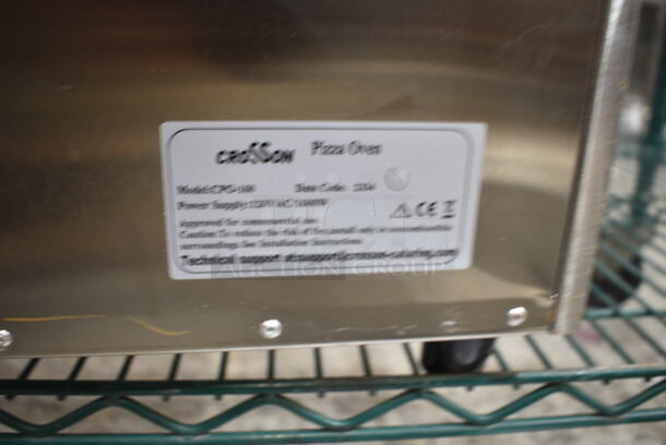 BRAND NEW SCRATCH AND DENT! 2023 Crosson CPO-160 Stainless Steel Commercial Countertop Electric Powered Pizza Oven w/ Broken Cooking Stone. 120 Volts, 1 Phase. Tested and Working! - Image 6 of 6