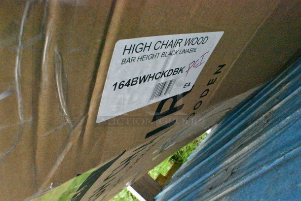 2 BRAND NEW SCRATCH AND DENT! Items Including Lancaster Table & Seating 164BWHCKDDB Bar Height Wooden High Chair with Dark Brown Finish - Unassembled and Lancaster Table & Seating 164BWHCKDBK Bar Height Wooden High Chair with Black Finish - Unassembled. May Be Missing Pieces. 2 Times Your Bid! - Image 4 of 4
