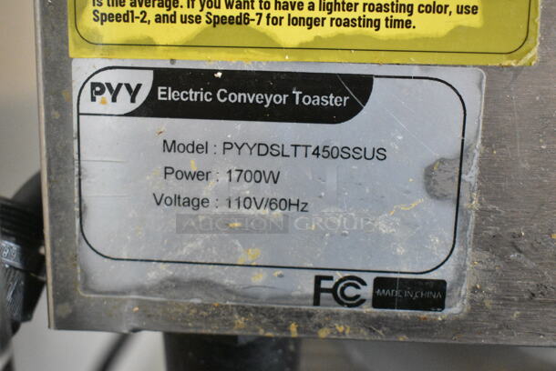PYY PYYDSLTT450SSUS Stainless Steel Commercial Countertop Conveyor Toaster Oven. 110 Volts, 1 Phase. This Unit Was In Working Condition When the Restaurant Closed. (secondary dining room) - Image 6 of 6