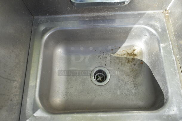 Stainless Steel Single Bay Wall Mount Sink w/ Faucet, Handles and Side Splash Guards - Image 2 of 3