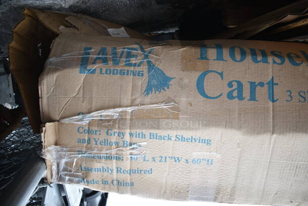 BRAND NEW SCRATCH AND DENT! Lavex 274HKCARTLCK Hotel / Housekeeping Cart - Large Locking Three Shelf. May Be Missing Pieces.  - Image 3 of 6