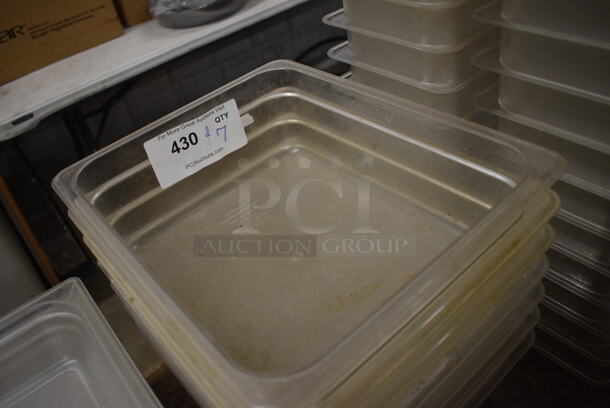 ALL ONE MONEY! Lot of 7 Poly Clear 1/2 Size Drop In Bins. 1/2x4 - Image 2 of 3