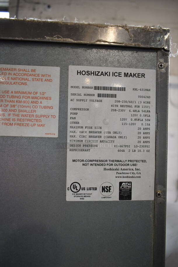 Hoshizaki KML-631MAH Stainless Steel Commercial Ice Head on Commercial Ice Bin. 208-230 Volts, 1 Phase.  - Image 8 of 8