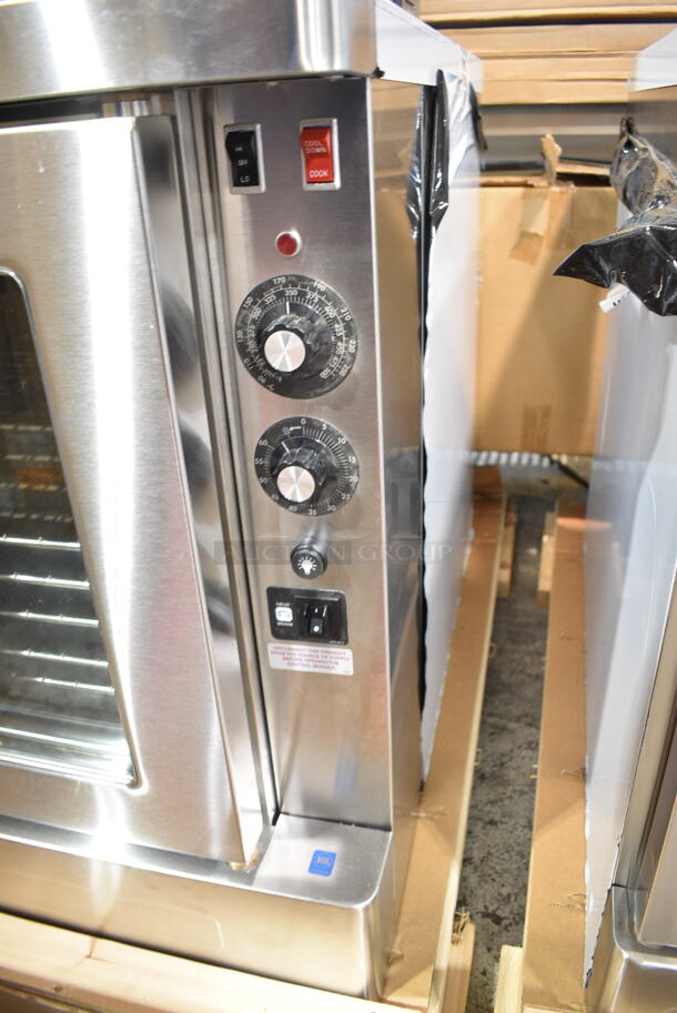 BRAND NEW! Blodgett SHO-100-E Stainless Steel Commercial Electric Powered Full Size Convection Oven w/ View Through Doors, Metal Oven Racks and Thermostatic Controls. Does Not Have Legs. 208 Volts, 3 Phase.  - Image 4 of 8
