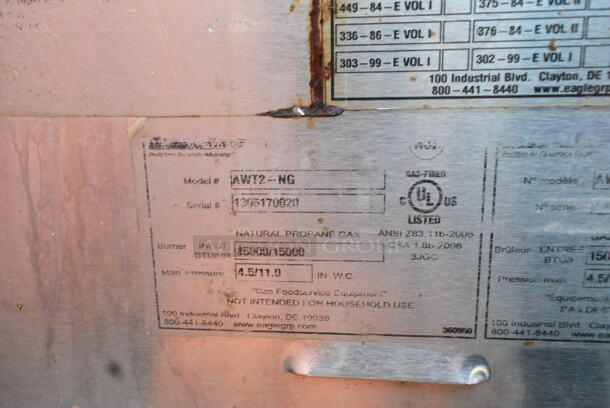 Eagle AWT2-NG Stainless Steel Commercial Gas Powered 2 Bay Steam Table w/ Under Shelf. 15,000 BTU.  - Image 5 of 7