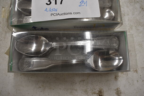 24 BRAND NEW IN BOX! Update Stainless Steel Shelley Teaspoons. 6.5