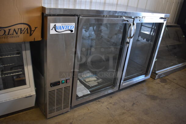 BRAND NEW SCRATCH AND DENT! Avantco 178UBB2GHCS Stainless Steel Commercial 2 Door Back Bar Cooler Merchandiser. Missing Outer Glass Pane on Right Hand Door. 115 Volts, 1 Phase. 59x28x37. Tested and Working! - Image 5 of 10