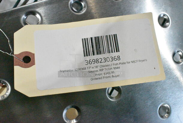 4 BRAND NEW SCRATCH AND DENT! Items Including 3698230368 Frymaster 8230368 17" x 18" Chicken / Fish Plate for MJCF Fryers, 3698102235 Frymaster 8102235 Basket Support Rack, 3691080220SP Frymaster 1080220SP 20" x 22 1/4" Cover for RE80 Fryers, 3698239414 Frymaster 8239414 14 5/8" x 19 3/8" Stainless Steel Full Pot Fryer Cover. 4 Times Your Bid!  - Image 4 of 10
