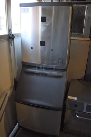 Manitowoc QY0424A Stainless Steel Commercial Ice Machine Head on Manitowoc B320 Stainless Steel Ice Bin. 115 Volts, 1 Phase. 22x35x63.5