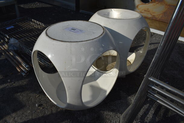 2 White Poly Cube Chairs. 16x16x17.5. 2 Times Your Bid! - Image 2 of 3