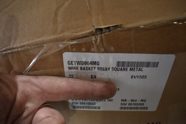 Box of 12 BRAND NEW! GET Enterprises WB-964-MG Urban Renewal 9" x 6" x 4" Metal Gray Rectangular Wire Basket - Image 7 of 8