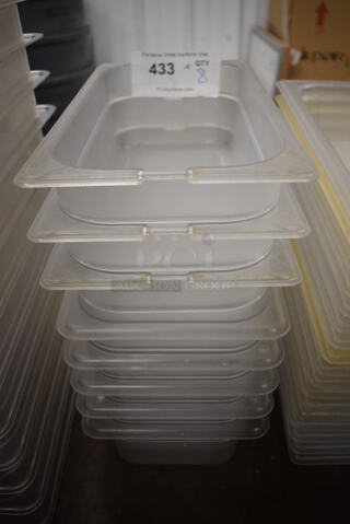 ALL ONE MONEY! Lot of 8 Poly Clear 1/3 Size Drop In Bins. 1/3x4