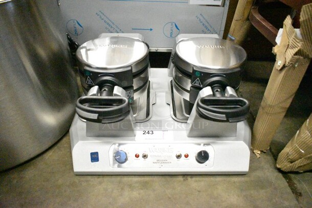 BRAND NEW SCRATCH AND DENT! 2022 Waring WW300BX Stainless Steel Non-Stick Quad Belgian Waffle Iron / Maker. 208 Volts, 1 Phase.  - Image 2 of 7