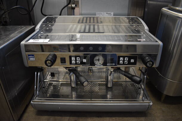 LavAzza Stainless Steel Commercial Countertop 2 Group Espresso Machine w/ 2 Portafilters and 2 Steam Wands. 208 Volts, 1 Phase. 29x20x21 - Image 1 of 7
