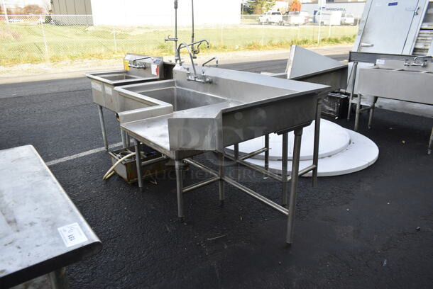 Stainless Steel Commercial Single Bay Dirty Side Left Side Dishwasher Table w/ Faucet and Handles. - Image 2 of 4