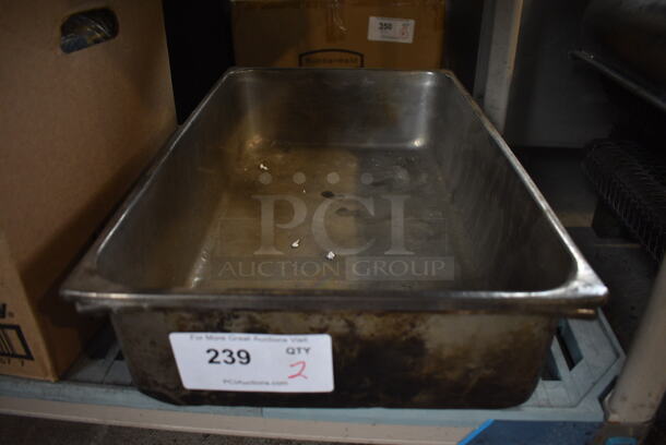 2 Stainless Steel Full Size Drop In Bins. 1/1x5. 2 Times Your Bid!