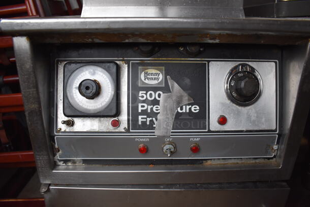 Henny Penny 500 Stainless Steel Commercial Electric Powered Floor Style Pressure Fryer on Commercial Casters. 208 Volts, 1 Phase. 18x38x46 - Image 7 of 11