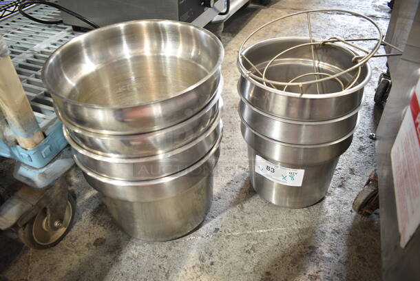 7 Stainless Steel Cylindrical Drop In Bins w/ Fryer Filter Holder. 7 Times Your Bid! - Image 1 of 6