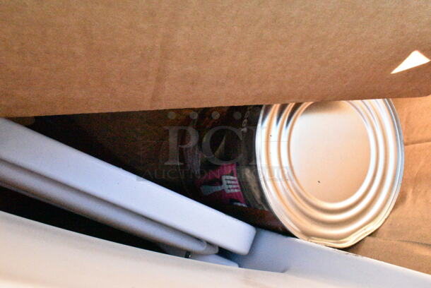 23 BRAND NEW Boxes Including 395RP09 EcoChoice Compostable Sugarcane / Bagasse 9" Plate - 500/Case, Libbey 817CD Heavy Base 15 oz. Cooler Glass - 36/Case, 500CC24 Choice Clear PET Customizable Plastic Cold Cup - 24 oz. - 600/Case, Regency 600IB1824CP 18" x 24" Underbar Ice Bin with 7 Circuit Post-Mix Cold Plate and Bottle Holders - 51 lb. 23 Times Your Bid! - Image 8 of 12