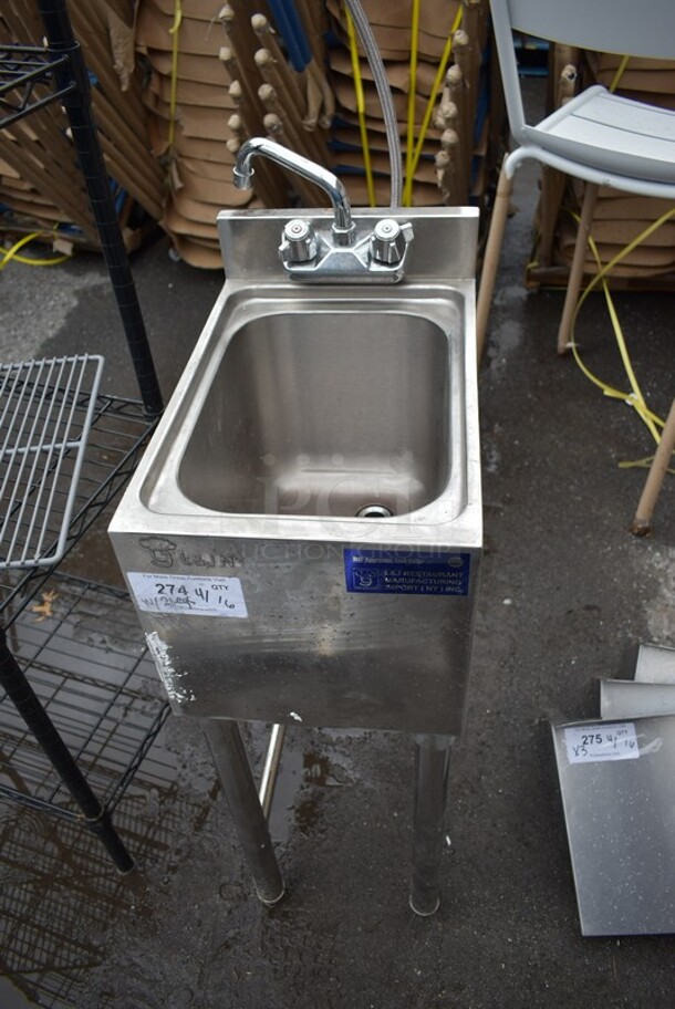 L&J Restaurant Stainless Steel Commercial Single Bay Sink w/ Faucet and Handles. 