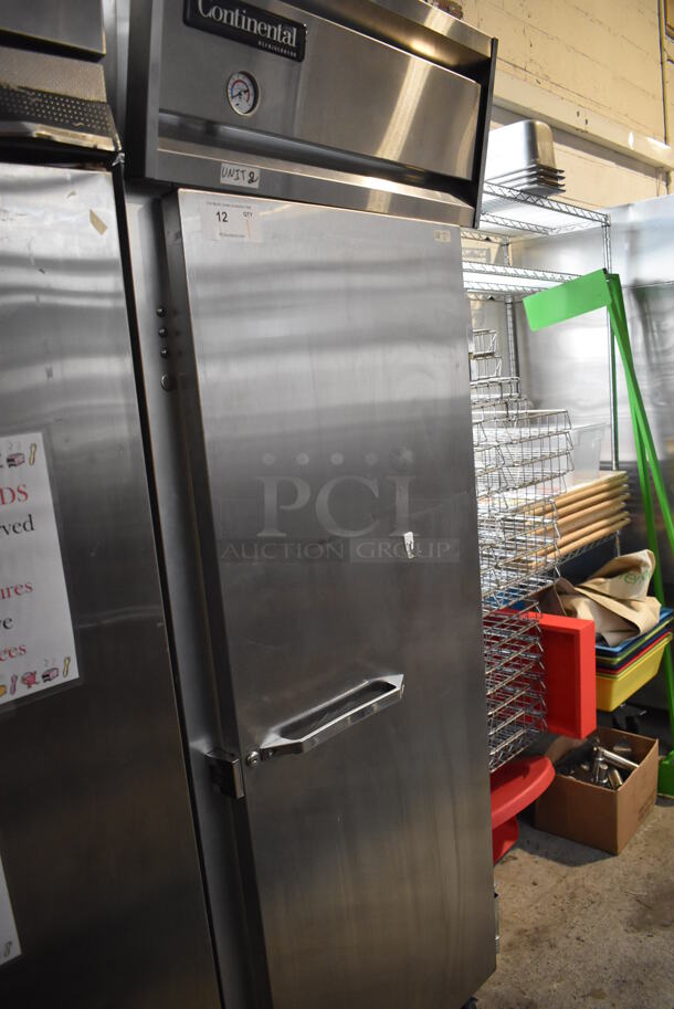 Continental 1RE Stainless Steel Commercial Single Door Reach In Cooler w/ Poly Coated Racks on Commercial Casters. 115 Volts, 1 Phase. 29x34x83. Tested and Working! - Image 2 of 6