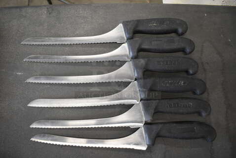 6 Sharpened Stainless Steel Serrated Knives. Includes 14". 6 Times Your Bid!
