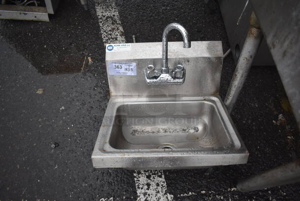 Stainless Steel Commercial Single Bay Wall Mount Sink w/ Faucet and Handles. 17x16x18 - Image 1 of 3
