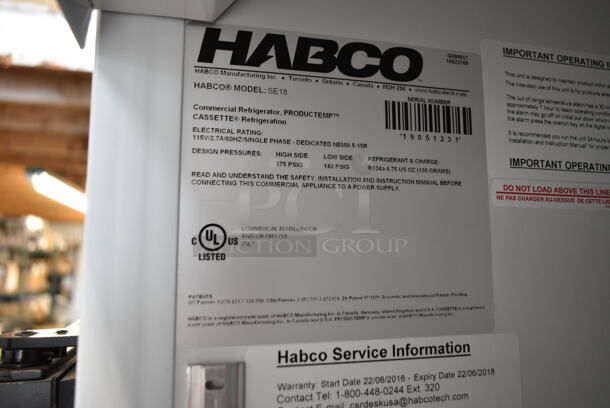 2019 Habco SE18 Metal Commercial Single Door Reach In Cooler Merchandiser w/ Poly Coated Racks. 115 Volts, 1 Phase. Tested and Working! - Image 3 of 3