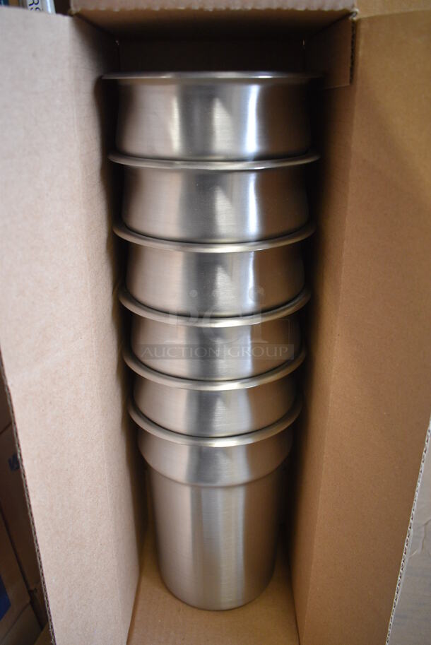 12 BRAND NEW IN BOX! Vollrath 78154 Stainless Steel Cylindrical Drop In Bins. 5.5x5.5x8. 12 Times Your Bid!