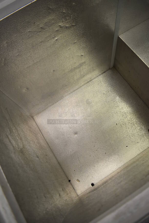 Metal Commercial Chest Freezer Merchandiser on Commercial Casters. Missing 1 Caster. 120 Volts, 1 Phase. 39.5x25x34. Tested and Working! - Image 5 of 6