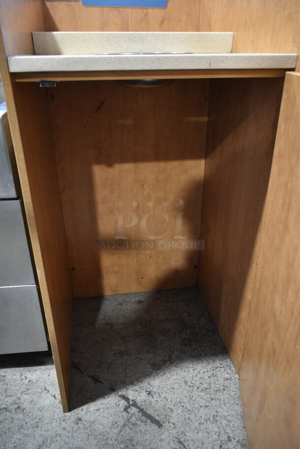 Wood Pattern Trash Can Shell w/ Trash Deposit Hole and Door.  - Image 6 of 6