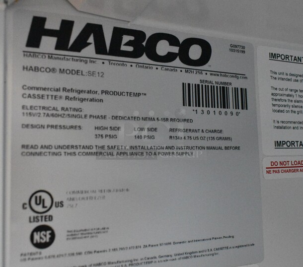 Habco SE12 Metal Commercial Single Door Reach In Cooler Merchandiser w/ Poly Coated Racks. 115 Volts, 1 Phase. Tested and Working! - Image 4 of 4