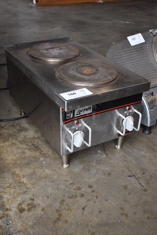 APW Wyott Stainless Steel Commercial Countertop Electric Powered 2 Burner Hot Plate Range. 208 Volts, 1 Phase. 14x24x14 - Image 2 of 6