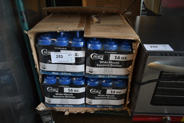 12 BRAND NEW! Bundles of 6 Choice 176SB16BLW 16 oz. Blue Wide Mouth Squeeze Bottle. 12 Times Your Bid! - Image 2 of 4